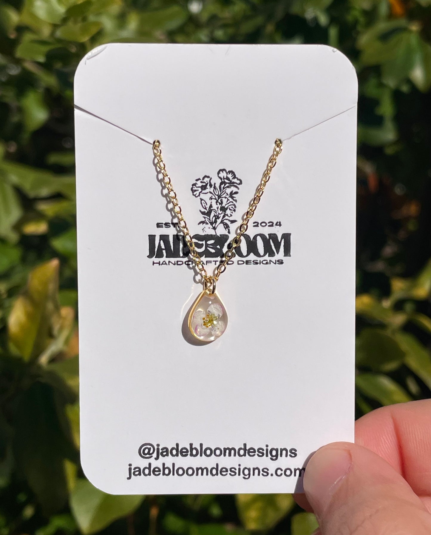 White Alyssum Teardrop Necklace
