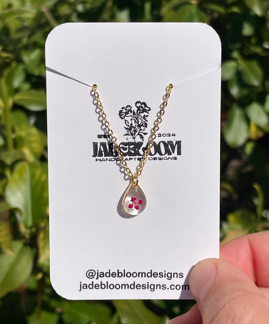 Pink Alyssum Teardrop Necklace