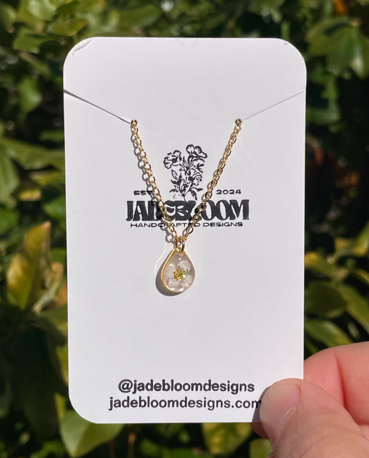 White Alyssum Teardrop Necklace