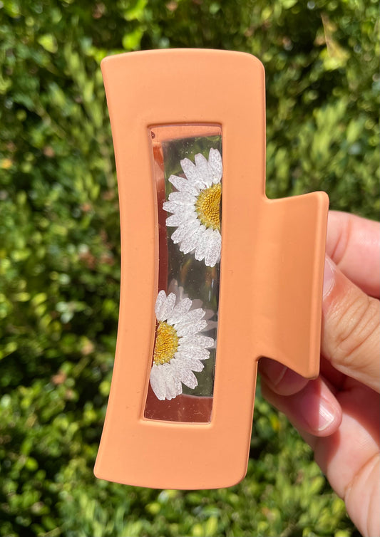 Orange Daisy Claw Clip