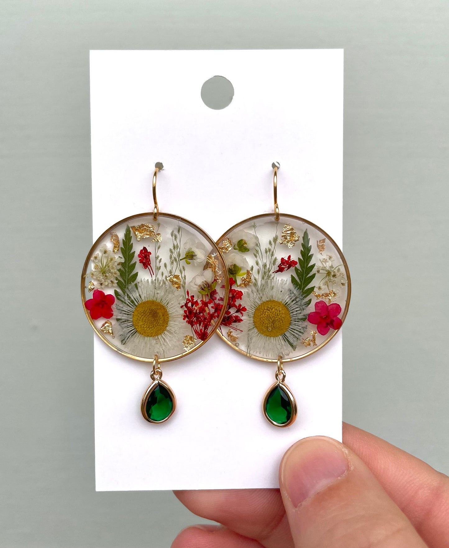 Christmas dangles w/ gold flakes