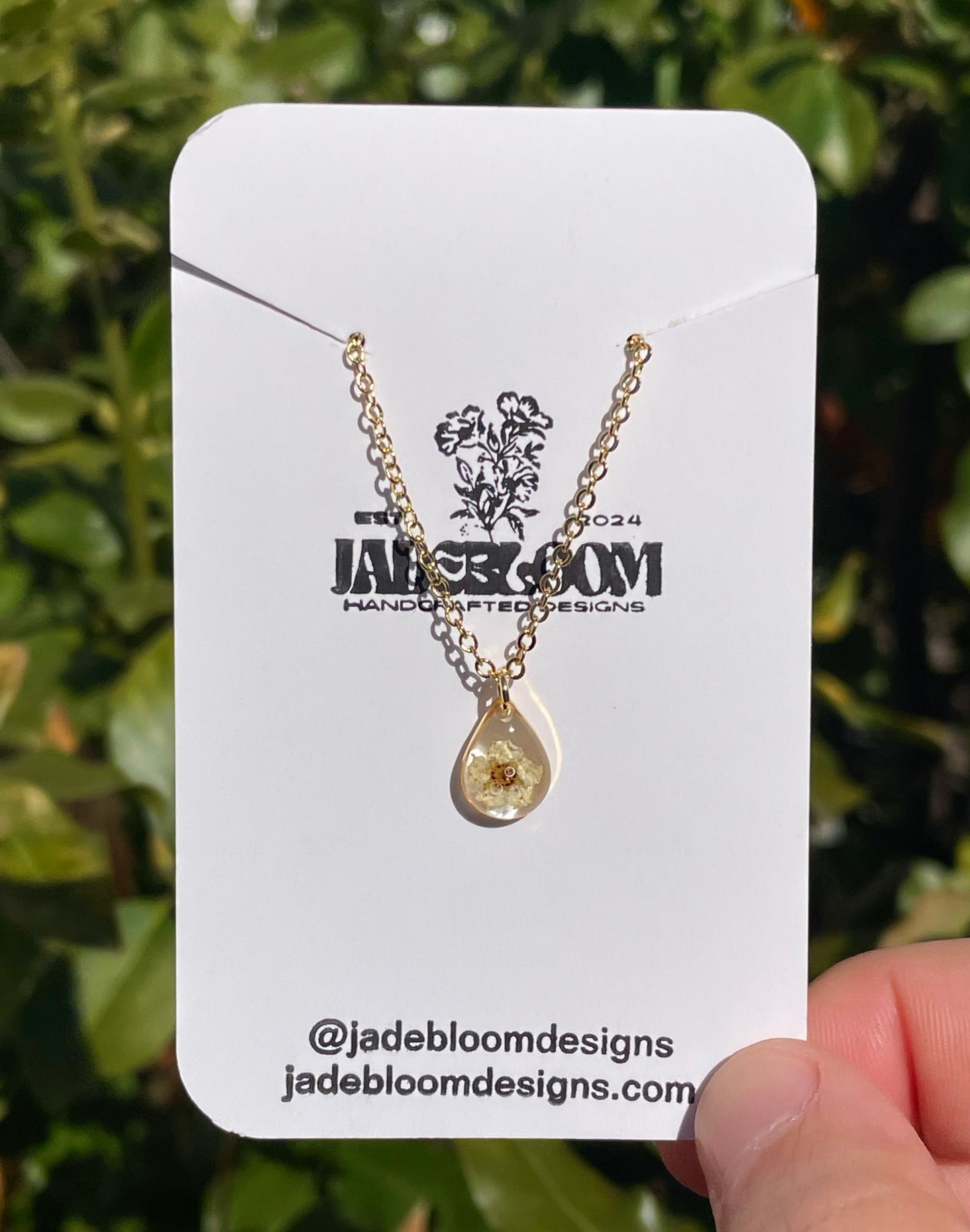 White Spirea Teardrop Necklace