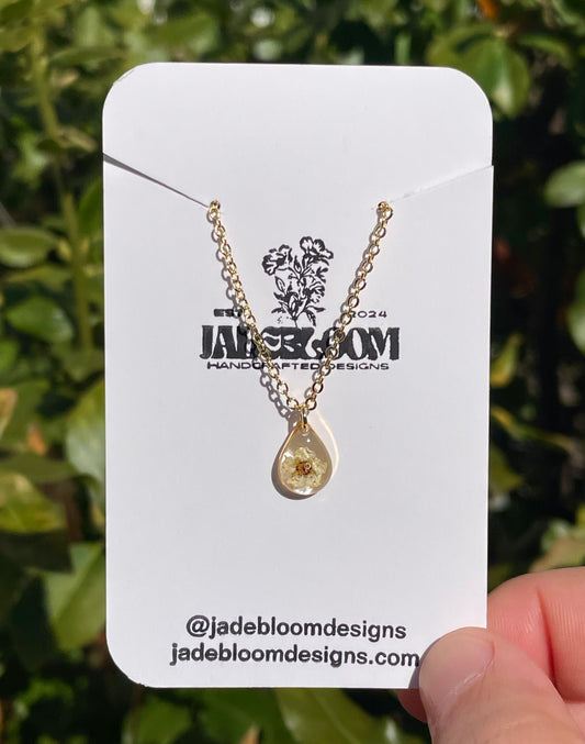 White Spirea Teardrop Necklace